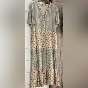 Elegant Floral Patchwork Maxi Dress